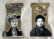 2 Vtg Women Lace Spools Card Toppers Collage Supplies For Scrapbook Junk Journal
