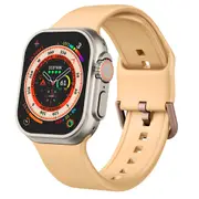For Apple Watch Series 3,42-mm Case,Pin Buckle Silicone Watch Band,Light Orange