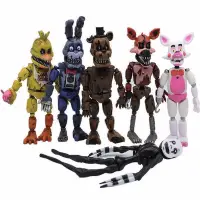 在飛比找蝦皮購物優惠-6 件 FNAF 玩具熊系列可動人偶模型兒童玩具的五夜之夜