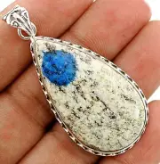 Natural K2 Blue Azurite In Quartz 925 Sterling Silver Pendant Jewelry @B17-8