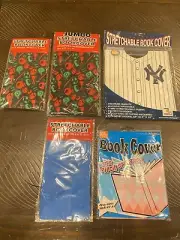 NEW Lot of 5 TEXT BOOK COVERS, Yankees, Standard, Strechy, Mixed