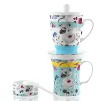 在飛比找momo購物網優惠-【風行日本】陶瓷滴漏杯組-粉藍花(咖啡、花茶)