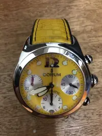 在飛比找Yahoo!奇摩拍賣優惠-崑崙錶 CORUM 黃色大泡泡錶 45mm 自動机芯