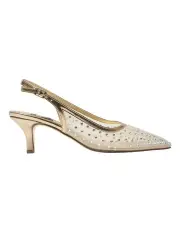 [Alan Pinkus] Sapphire Heeled Shoes in Soft Gold Metallic