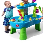 Exciting Two-Tier Toddler Water Table with Slides, Accessories & Rain Showers