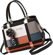[Ungtyb] Elegant Design Shoulder Bag, Hobo Hand Bags, Sturdy Womens Shoulders Bag, Decorative Classic Hobo Bag 26x13x20cm for Indoor, Outdoor, Present, Travel, Girlfriend, Black, White, Brown Color