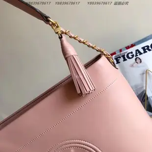 美國代購TORY BURCH 百搭  美國輕奢時尚 車線菱格羊皮 粉色單肩水桶包