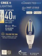 CREE 40-Watt Clear B11 Blunt Tip Smart LED Light Bulb w/Candelabra Base