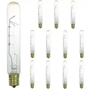 12Pack Tubular Light Bulbs, Clear Tube Bulb, 20W, 2600K, 90LM, E17, 130V