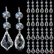 Potchen 26 Pcs Chandelier Crystals Replacement Set 38 mm Clear Teardrop Prisms Chandelier Ornament Decorations Hanging Icicle Replacement Parts for Window Wedding Lighting Lamp Decoration