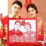 2021結婚禮物肖像剪紙人像剪紙照片定制送老外國人禮物聶明剪紙