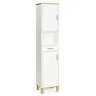 Bathroom Tall Storage Cabinet Slim Cupboard Organizer 1 Drawer 5 Shelves White