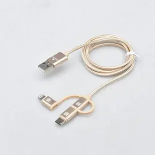 【LEXINGHAM樂星翰】USB-A to Lightning / Micro USB /Type-C 1M 三合一充電傳輸線