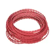Braided Leather Cord, 5.5 Yards 5mm Flat Craft Leather String, Red