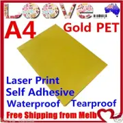 50x A4 Glossy Gold PET Self Adhesive Vinyl Sticker Paper Sheet Label Laser Print