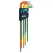 Wiha Ball End Hex Key Set Metric 9pc Color Coded Long Arm L-Keys Chrome Steel