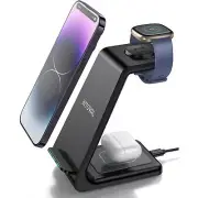 Intoval Wireless Charger- 3 in 1 Wireless Charging Station (V3F, Black)