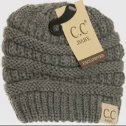 Baby Infant Lt Grey Classic C.C Beanie Rib Knit Warm Soft Hat Skull Cap NIP