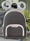 MICHAEL KORS JAYCEE MEDIUM ZIP BACKPACK BAG TOTE MK BROWN LOGO PINK LEATHER