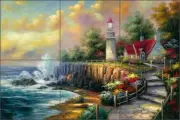 Lighthouse Tile Backsplash Ching Seascape Art Ceramic Mural CHC083