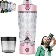 Problend One-Touch Shaker – Smooth Protein Mix Anywhere, 22 oz Electric Protein Shaker Bottle with Powder Box for Exercise, USB Rechargeable Portable Mixing Cup (Pink with Box)