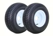 WANDA Golf Cart Tire Rim 205/65-10 4-Ply with 4 Lugs on 4" White -14007 ,SET 2