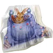Cute Animal Art Bunny Overall Pocket Throw Blanket