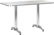 Garden Table Outdoor, Dining, Patio, Foldable, Bistro, Silver, Aluminium 120x60x70 cm