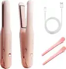1" Cordless Type-C Rechargeable Mini Hair Straightener, 2 in 1 Portable Travel