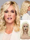 Women's Short Blonde Fashion Wigs Lace Front Wavy Synthetic Wig Dress Party