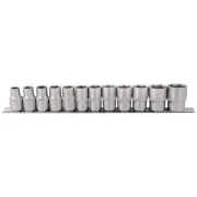 Draper 1/2"D Metric Socket Set on Metal Rail 12 Piece 10 to 24mm 6 Point 16402