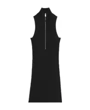 zip-up knit dress S Black