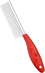 Dog Combs, Cat Combs, Metal Dog Comb, Pet Grooming Comb, Metal Comb for Dog and Cats and Rabbits 1Pack (Red)