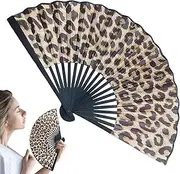 [XolngYYeng] Foldable Hand Fan | Bamboo Large Folding Hand Fan for Men/Women - National Style Black Straight Bone Abstract Painting Rainbow Series Fan Handheld Folding for Wedding, Parties,