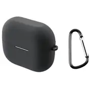 For Samsung Galaxy Buds 3 Pro Case, Protective Silicone Cover, Carabiner Hook, Grey