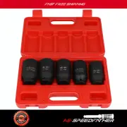 5 Pc 1/2" Drive 6 Point Deep Metric Spindle Axle Nut Impact Socket Set