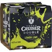 Vodka Cruiser Double Lemon Lime Flavour Cans 375ml x 4 Pack