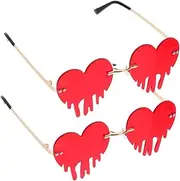 [Holibanna] Heart Sunglasses Fun Rave Glasses for Men Rimless Sunglasses for Bachelorette Parties