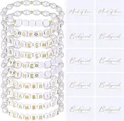 [Tondiamo] 20 Pcs 10 Set Bridesmaid Proposal Gifts Bracelets with Cards Maid of Honor Gifts Pearl Beaded Bracelets for Wedding Bachelorette Party Bridal Shower Favor, Wedding Accessory, about 18cm,