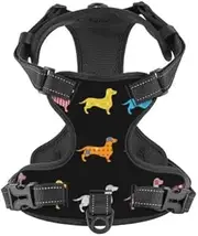 Waldeal Cute Dachshund Dog Harness No Pull, Adjustable Dog Walking Chest Harness with 2 Leash Clips, Comfort Soft Dog Vest, Reflective Front Body Harness, Size S