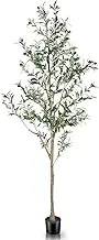 LYERSE 6ft Artificial Olive Tree Tall Fake Potted Olive Silk Tree with Planter Large Faux Olive Branches and Fruits Artificial Tree for Office House Living Room Home Decor