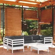 7 Piece Garden Lounge Set with Cushions White Pinewood vidaXL