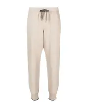 knitted drawstring trousers M light brown