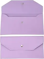 uxcell Cash Envelope Wallet, Budget Cash Holder Reusable Money Bag Pouch Leather Money Organizer Pouch for Men Women Receipt Check Bill Travel Graduation Holidays, Purple