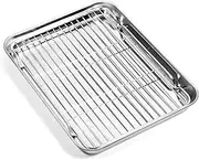 Baking Sheet with Wire Rack (1 Cookie Sheet + 1 Cooling Rack), Stainless Steel Baking Pan with Rack, Toaster Oven Pans Size 10.4 x 8 x 1 Inch, Non-toxic & Heavy Duty & Non-stick