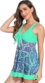 [Sipumia] Women Tummy Control V-Neck Bow Tie Bathhing Suit Swim Trunks Bikini Split Swimsuit Set-222049