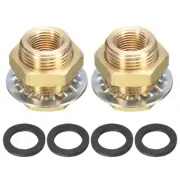 2Pcs Brass Bulkhead Fitting NPT 3/8" Water Tank Connector