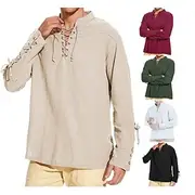 Pirate Knight Ritter Viking Celtic Knight Medieval Renaissance 17th Century Blouse / Shirt Cosplay Costume Men's Drawstring Costume Vintage Cosplay Casual Dail