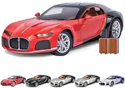 Addcean Model Car 1/24 Bugatti Toy Car, Atlantic Alloy Die Cast Cars Model Car for Kids Birthday Christmas Party Gift, Pull Back Toy Cars with Sound and Light (Red-Black)