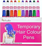 Perellier 10-Piece Temporary Hair Chalk Pens Set for Kids and Adults | Easy to Use Temporary Hair Colours | Hours of Creative Fun | Fabulous Birthday Gift